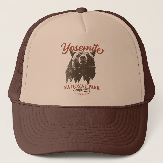 Yosemite Grizzly Bear California National Park Trucker Hat (Front)