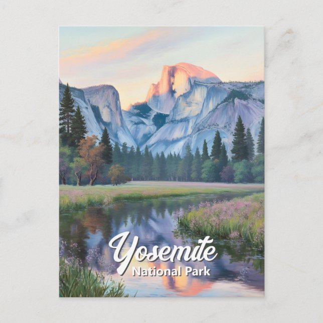 Yosemite Half Dome Sunset Meadow Landscape Custom Postcard (Front)