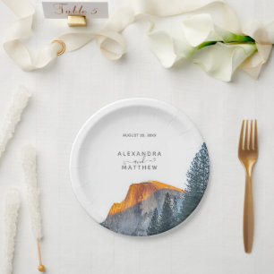 Yosemite Half Dome Sunset Wedding Paper Plates