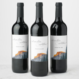 Yosemite Half Dome Sunset Wine Label