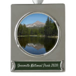 Yosemite Lake Reflection Silver Plated Banner Ornament