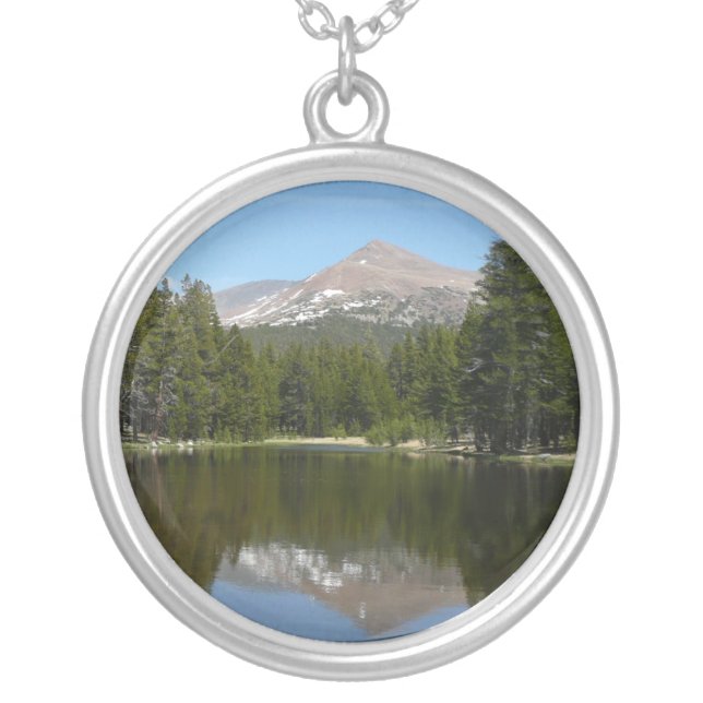 Yosemite Lake Reflection Silver Plated Necklace (Front)