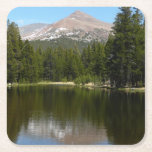 Yosemite Lake Reflection Square Paper Coaster
