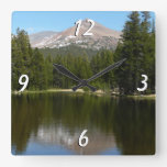 Yosemite Lake Reflection Square Wall Clock