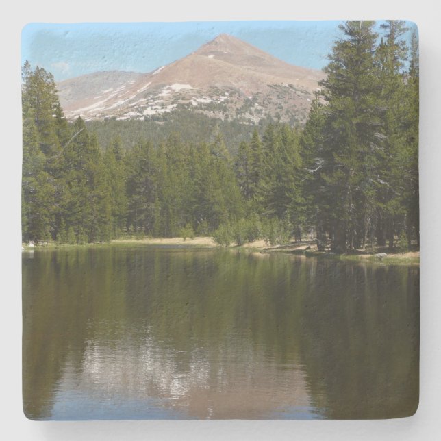 Yosemite Lake Reflection Stone Coaster (Front)