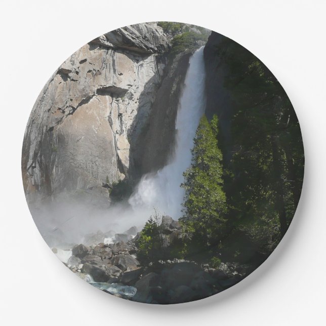 Yosemite Lower Falls at Lower Yosemite Falls Trail Paper Plates (Front)