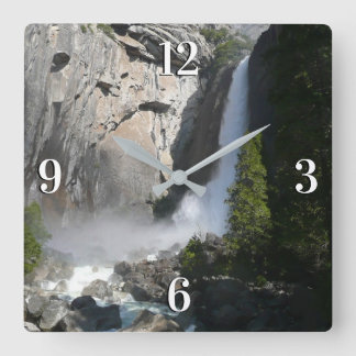 Yosemite Lower Falls at Lower Yosemite Falls Trail Square Wall Clock