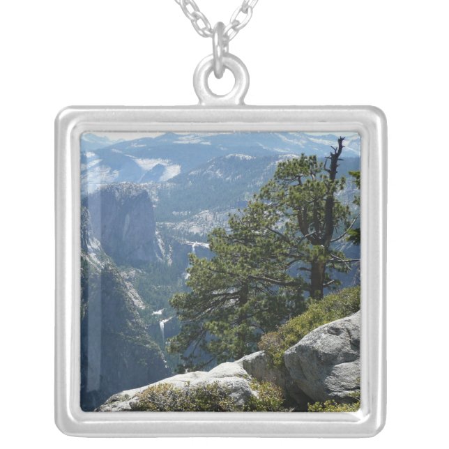 Yosemite Mountain View in Yosemite National Park Silver Plated Necklace (Front)