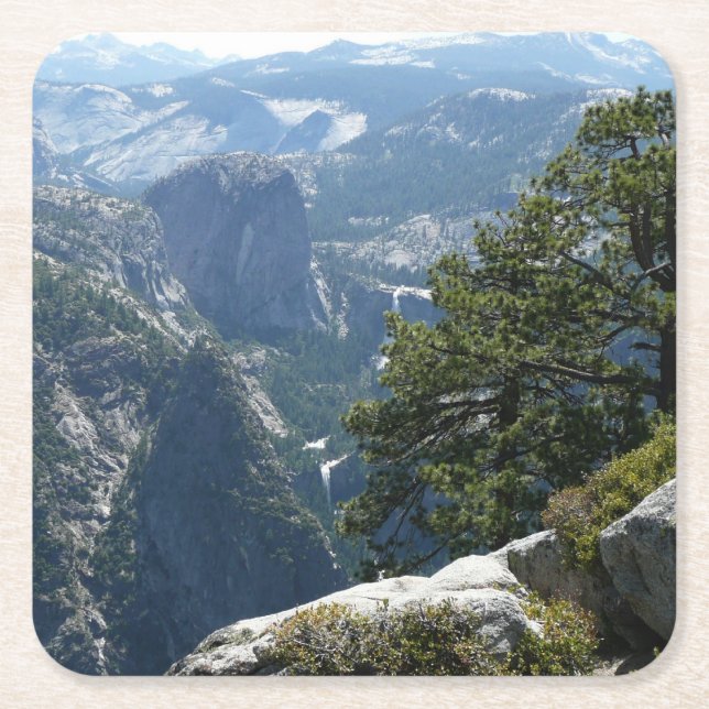 Yosemite Mountain View in Yosemite National Park Square Paper Coaster (Front)