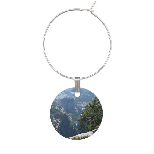 Yosemite Mountain View in Yosemite National Park Wine Glass Charm (Front)