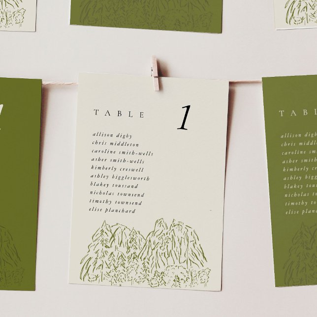 Yosemite National Park 5x7" Wedding Table Cards (Yosemite National Park Mountain Range 5x7" Wedding Table Seating Chart Cards)