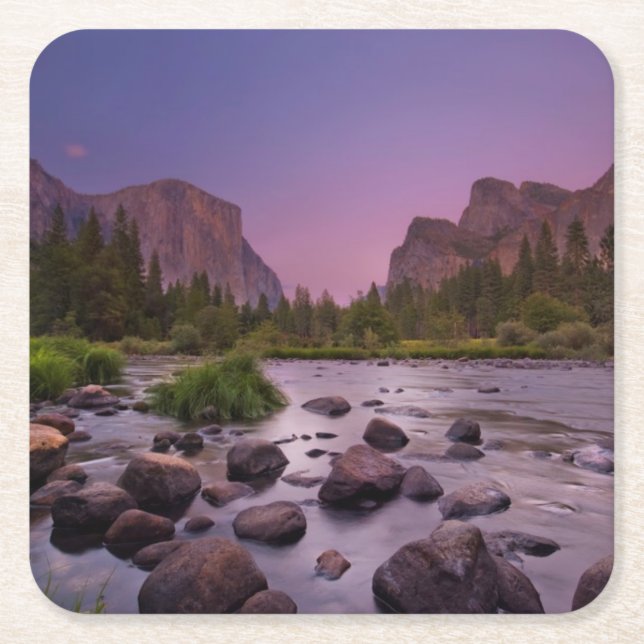 Yosemite National Park at Dusk Square Paper Coaster (Front)