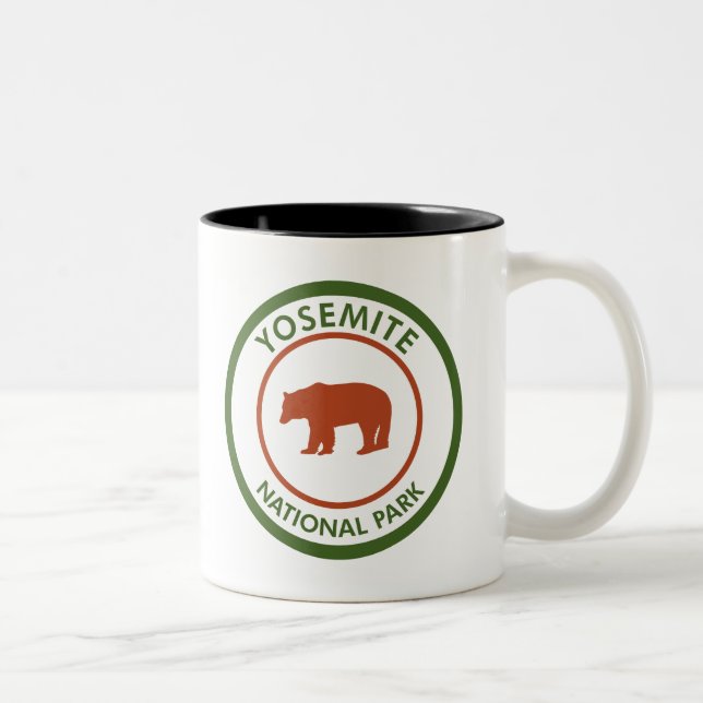Yosemite National Park Bear Classic Round Sticker Two-Tone Coffee Mug (Right)