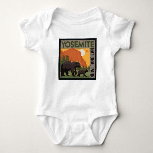 Yosemite National Park  Bear Family Baby Bodysuit