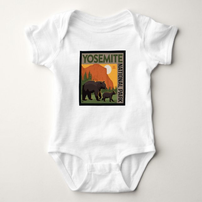 Yosemite National Park | Bear Family Baby Bodysuit (Front)