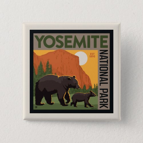 Yosemite National Park  Bear Family Button