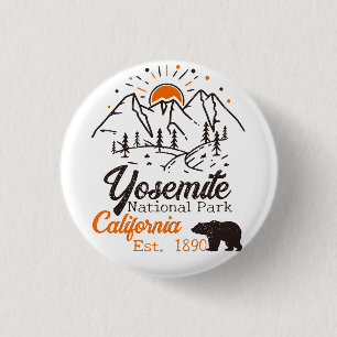 Yosemite National Park Bear Minimalist Mountain Button