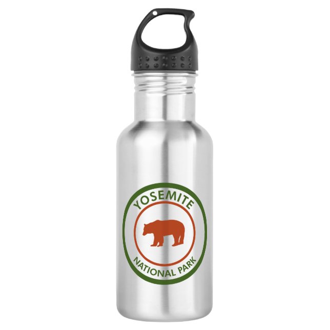 Yosemite National Park Bear Stainless Steel Water Bottle (Front)