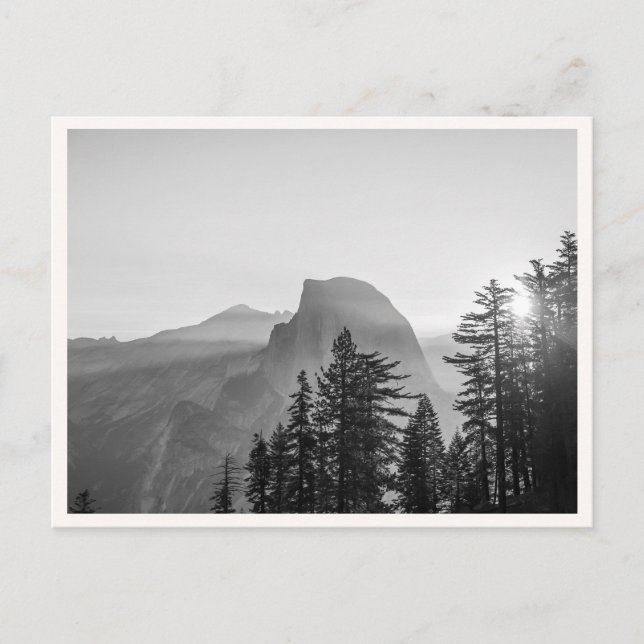 Yosemite National Park Black & White Sunset Postcard (Front)