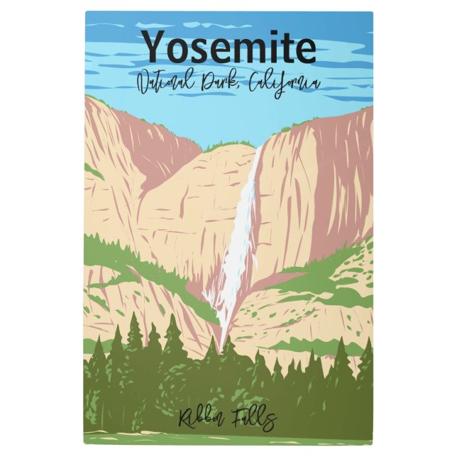 Yosemite National Park, CA  Ribbon Falls Metal Print (Front)