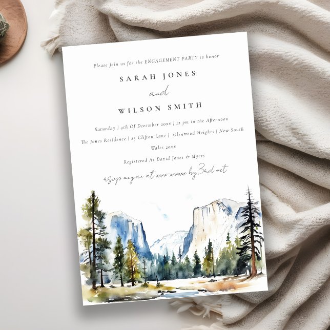 Yosemite National Park CA Watercolor Engagement Invitation (Creator Uploaded)