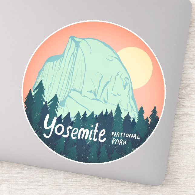 Yosemite National Park Calif Camping Trip Teal Sticker (Detail)