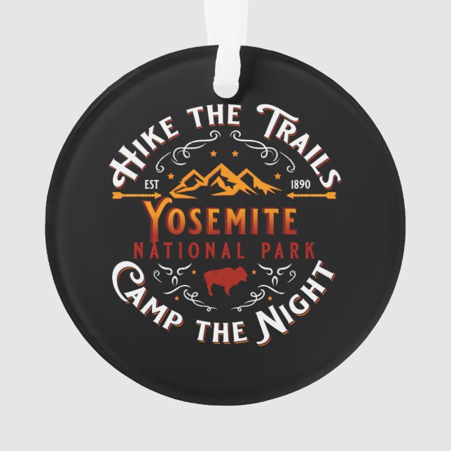 Yosemite National Park California Hiking Camping Ornament (Back)