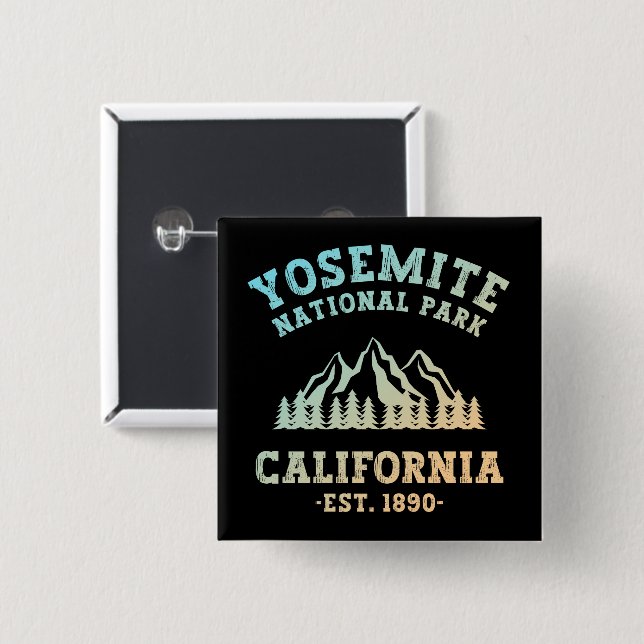 Yosemite National Park California Hiking Gradient Button (Front & Back)