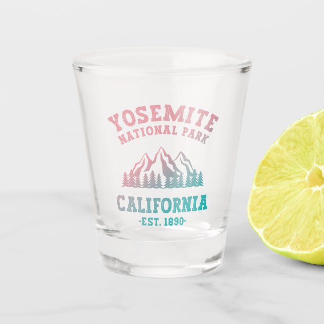 Yosemite National Park California Hiking Gradient Shot Glass (Front)
