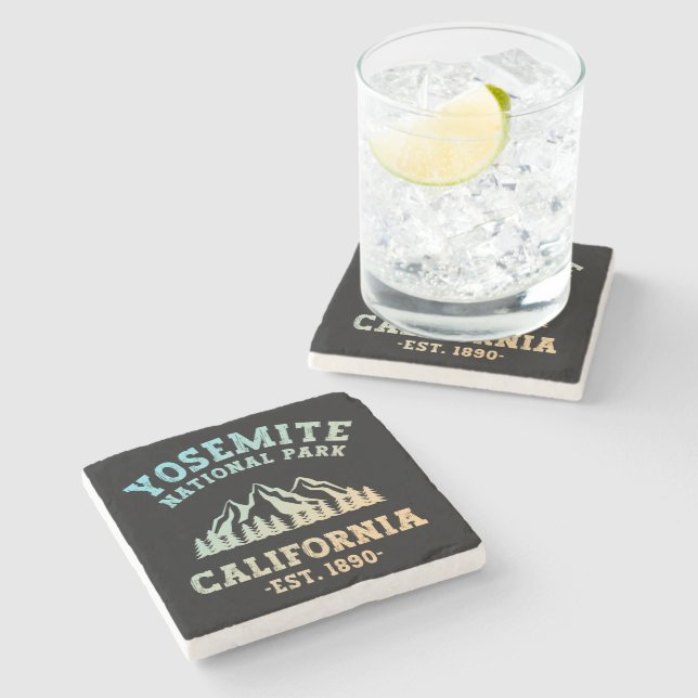 Yosemite National Park California Hiking Gradient  Stone Coaster (Side)