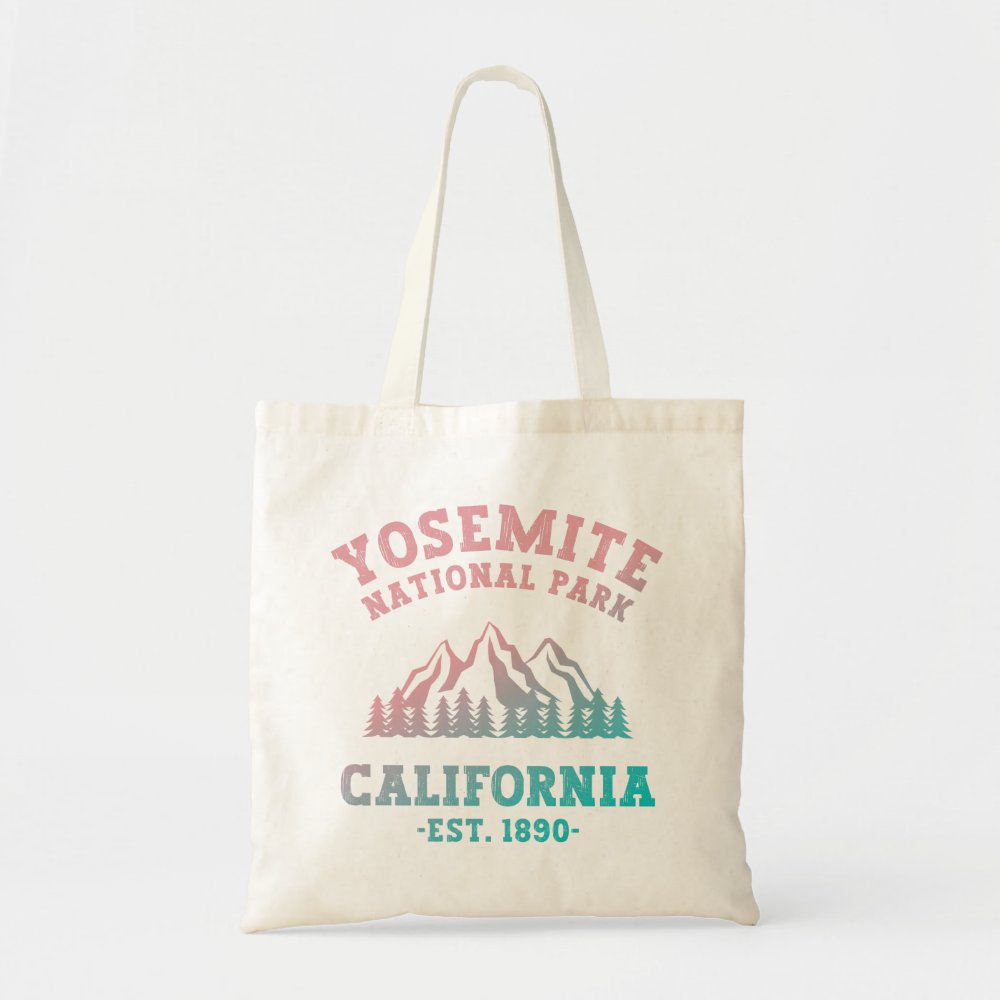 Yosemite National Park California Hiking Gradient Custom Family Name Canvas Tote Bag