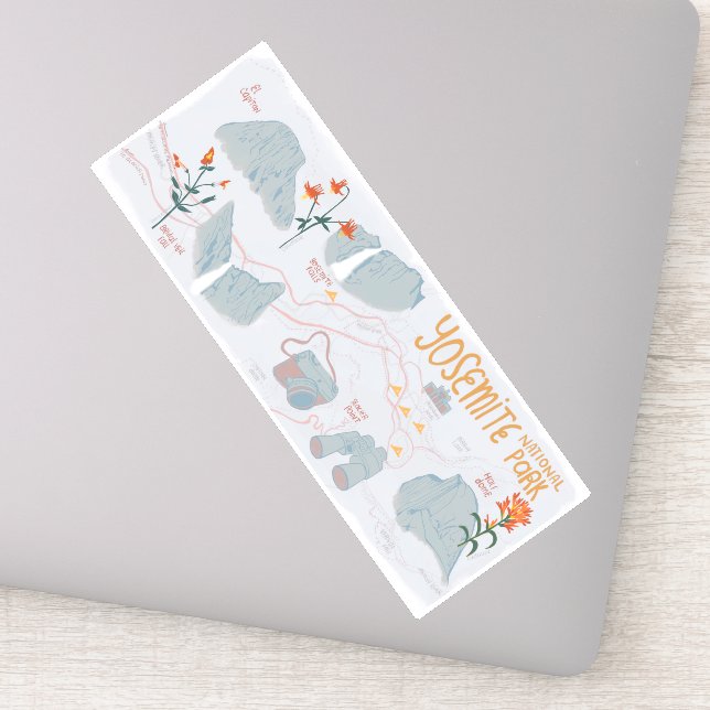 Yosemite National Park California Illustrated Map Sticker (Detail)