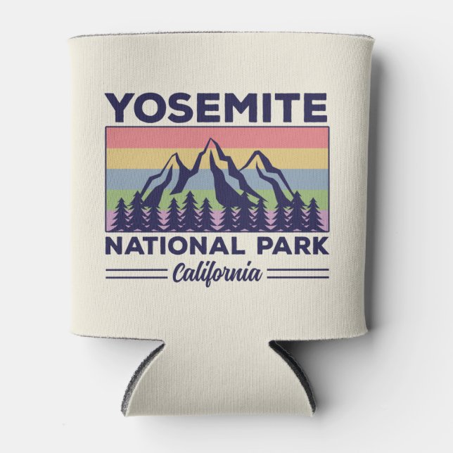 Yosemite National Park California Retro Hiking Can Cooler (Front)