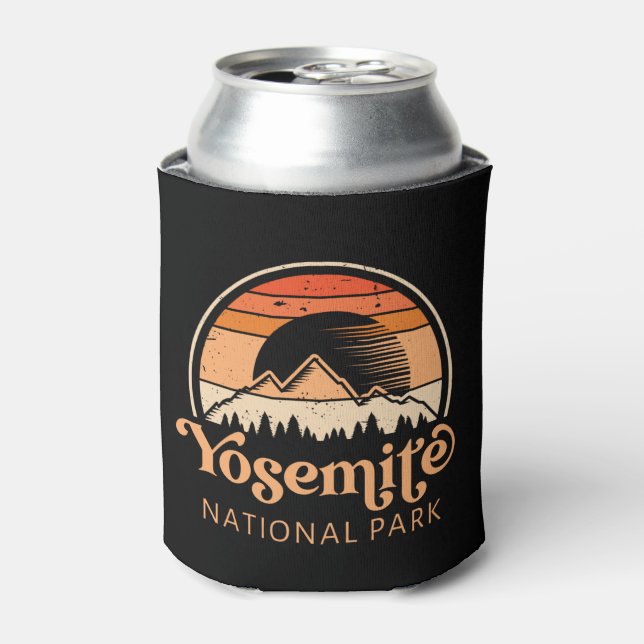 Yosemite National Park California Retro Hiking Can Cooler (Can Front)