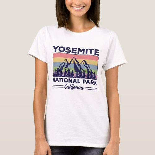 Yosemite National Park California Retro Hiking T_Shirt