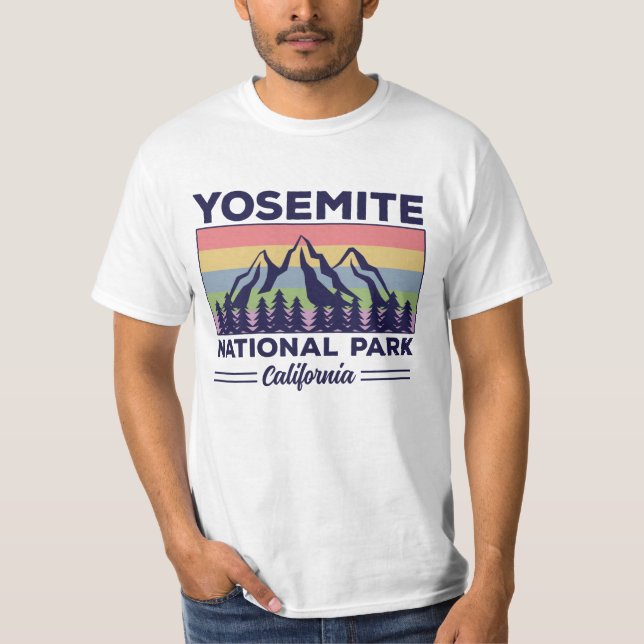 Yosemite National Park California Retro Hiking  T-Shirt (Front)