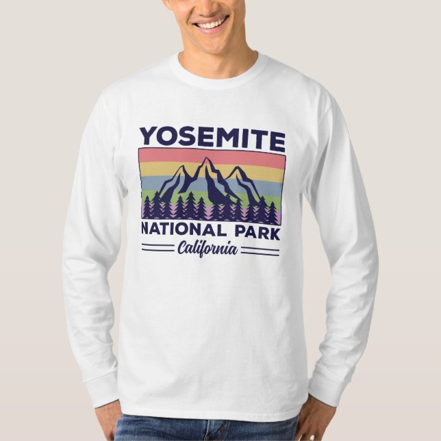 Yosemite National Park California Retro Hiking T-Shirt (Front)