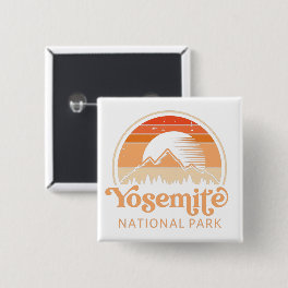Yosemite National Park California Retro Vintage Button