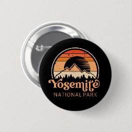 Yosemite National Park California Retro Vintage Button