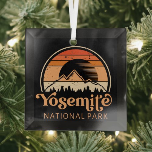 Yosemite National Park California Retro Vintage Glass Ornament