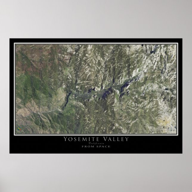 Yosemite National Park California Satellite Map Poster (Front)