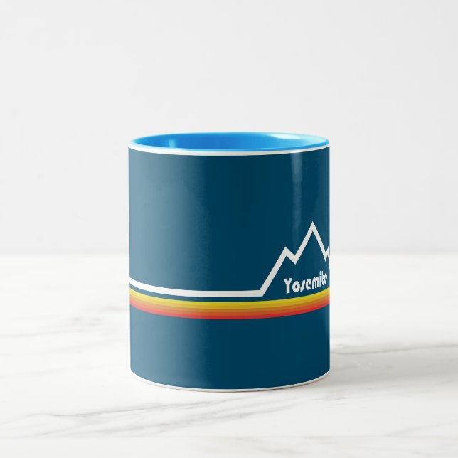 Yosemite National Park California Stripe Two-Tone Coffee Mug (Center)