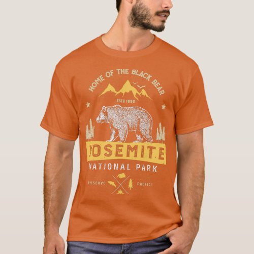 Yosemite National Park California T Vintage Bear T_Shirt