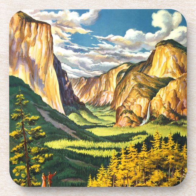 Yosemite National Park California Travel Art Beverage Coaster (Front)
