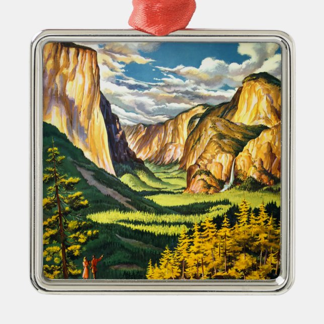 Yosemite National Park California Travel Art Metal Ornament (Front)