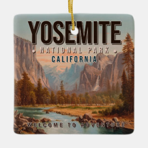 Yosemite National Park California Vintage 1980s Ceramic Ornament