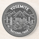 Yosemite National Park California Vintage Monoline Coaster<br><div class="desc">Yosemite monoline design. The park is famed for its giant,  ancient sequoia trees,  and for Tunnel View,  the iconic vista of towering Bridalveil Fall and the granite cliffs of El Capitan and Half Dome.</div>