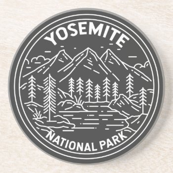Yosemite National Park California Vintage Monoline Coaster by Kris_and_Friends at Zazzle