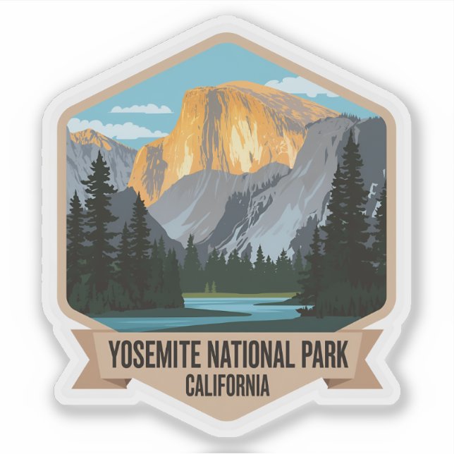 Yosemite National Park California Vintage Travel Sticker (Front)