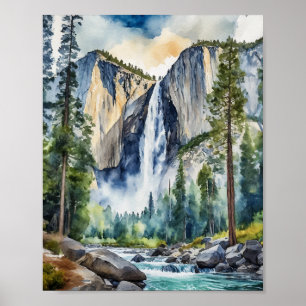 Yosemite National Park California Watercolor Poster